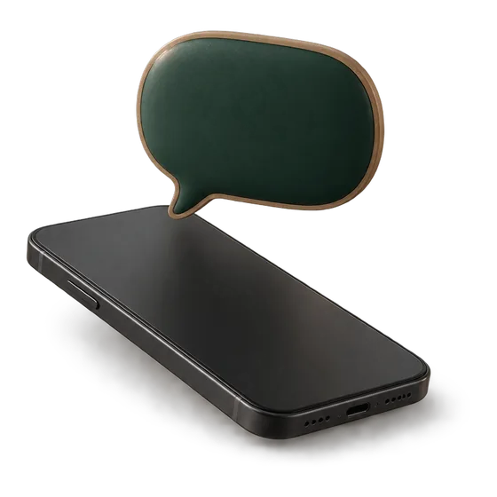 Celular com um balão de conversa verde